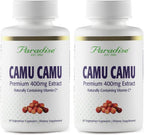 Paradise Herbs, Extracto Orgánico de Camu Camu, 400 mg, Rico en Vitamina C, Puro y Potente, Sin Gluten, No GMO, Vegano, 60 Cápsulas