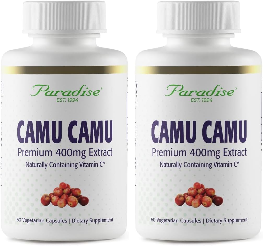 Paradise Herbs, Extracto Orgánico de Camu Camu, 400 mg, Rico en Vitamina C, Puro y Potente, Sin Gluten, No GMO, Vegano, 180 Cápsulas Vegetales