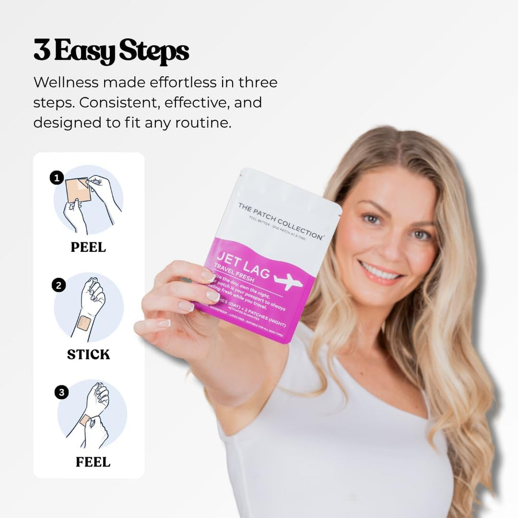 Parche Antijet Lag Natural con Melatonina, Valeriana, Magnesio y Vitaminas B - Pack de 4