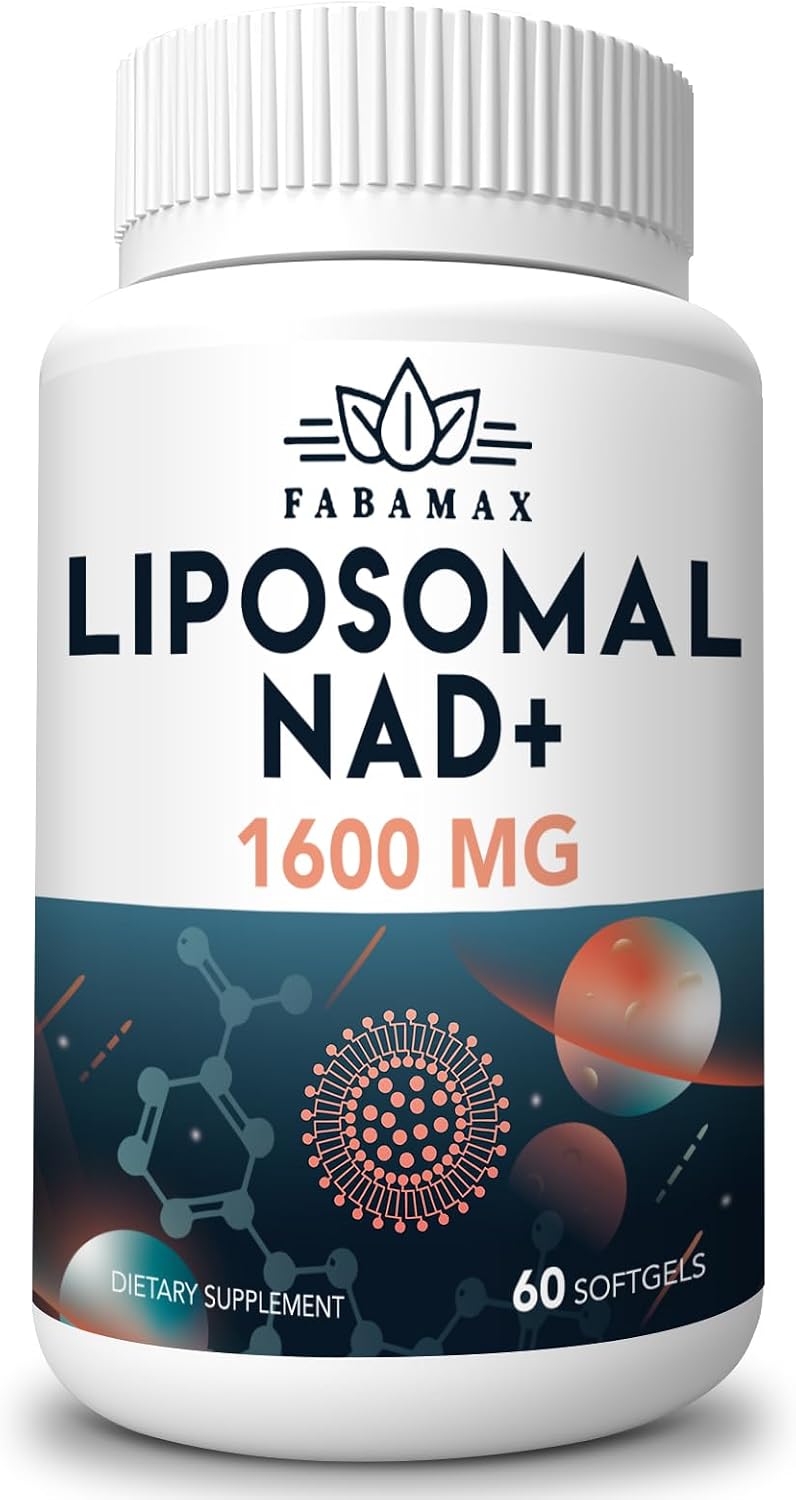 Fabamax 1600 mg Liposomal NAD+ - 98% Pureza, Absorción Superior, 120 Cápsulas Blandas