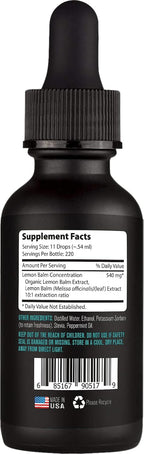 Lyfetrition Extracto Líquido de Melisa Orgánica 540 mg | 118 ml (4 oz) | 220 Porciones | Fabricado en EE.UU.