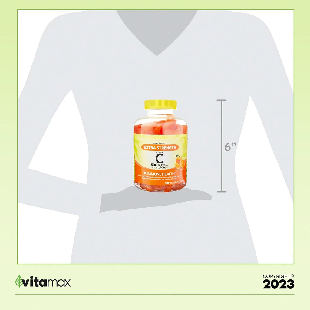 Spring Valley Gominolas de Vitamina C Extra Strength para la Salud Inmunitaria, Naranja, 500 mg, 120 unidades + Guía de Vitaminas VitaMax (2 artículos)