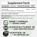 Piridoxal-5'-Fosfato (P5P) 50mg - 365 Cápsulas - Forma Activa de Vitamina B6