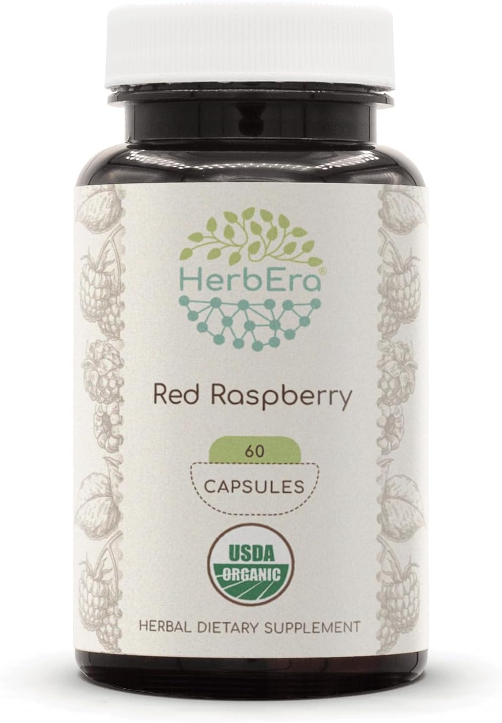 HerbEra Hojas de Frambuesa Roja Orgánicas – Bienestar Femenino, Rubus Idaeus, 60 Cápsulas Veganas