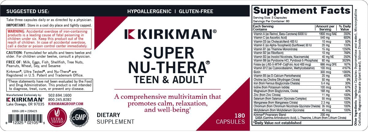 Kirkman Super Nu-Thera Multivitamínico Adolescentes y Adultos