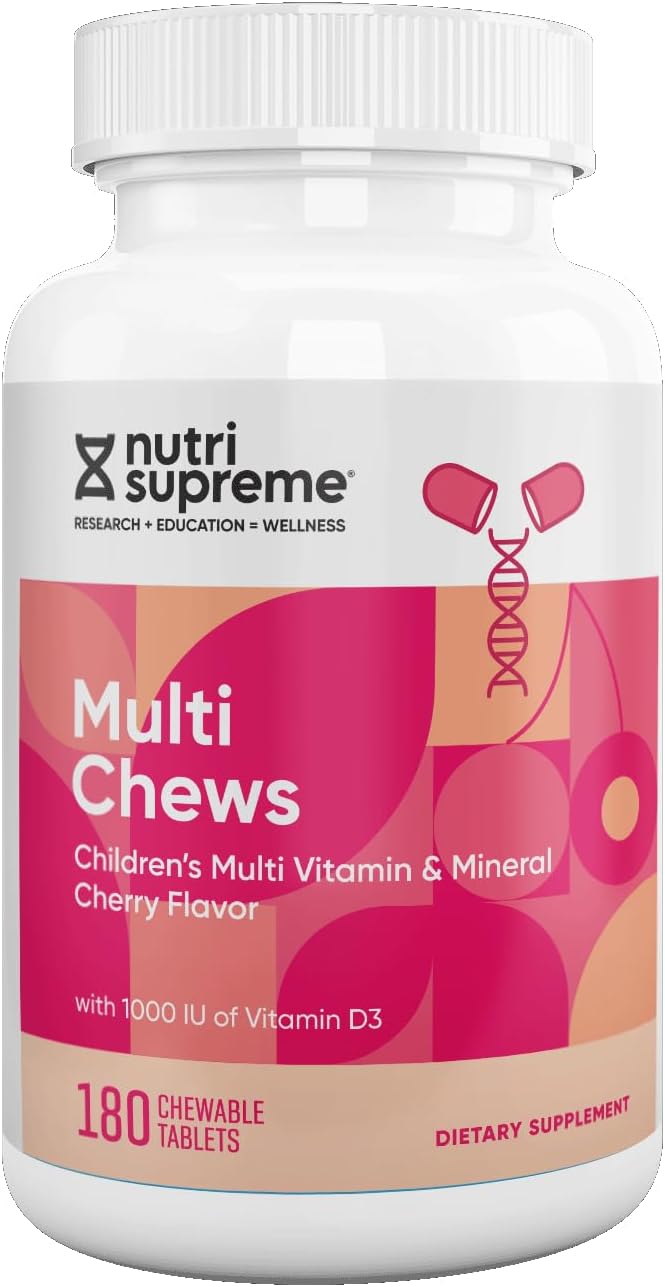 Multivitamínico infantil 180 gominolas vegetarianas sabor cherry - Complejo con vitaminas A, B, C, D3, calcio, hierro y zinc
