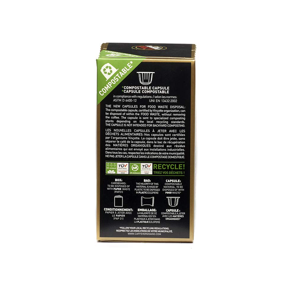 Caffè Vergnano Cápsulas de Café Arabica Compatibles con Nespresso OriginalLine - 60 Cápsulas (6 paquetes de 10)