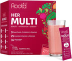 Root'd Multivitamínico en Polvo para Mujeres - 25 Vitaminas y Minerales con Electrolitos, Superalimentos y Probióticos, 24 sobres