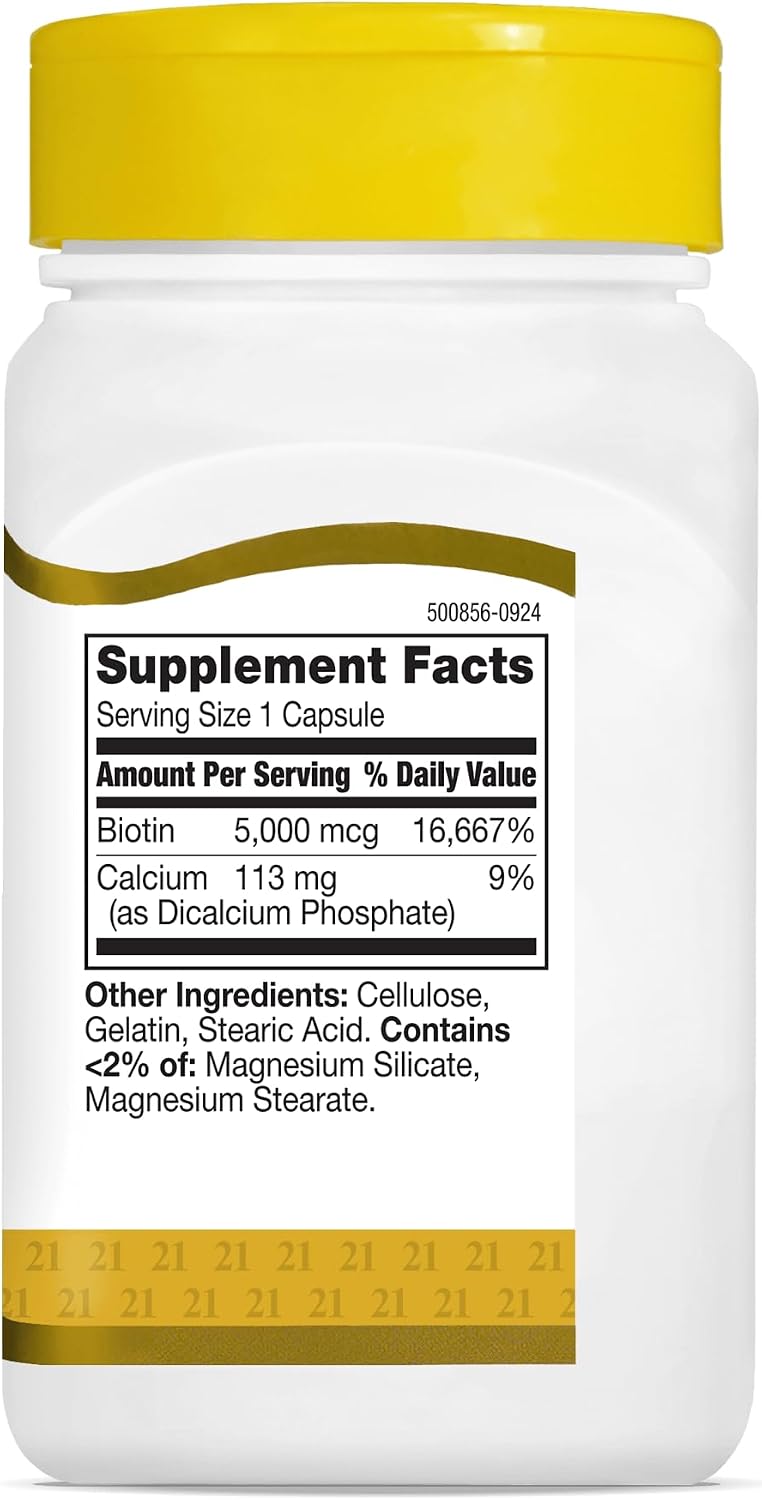 21st Century Biotina 5000 mcg, 110 Cápsulas
