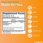 LIQUIDHEALTH Vitamina D3 4000 UI Gotas Líquidas Orgánicas Veganas
