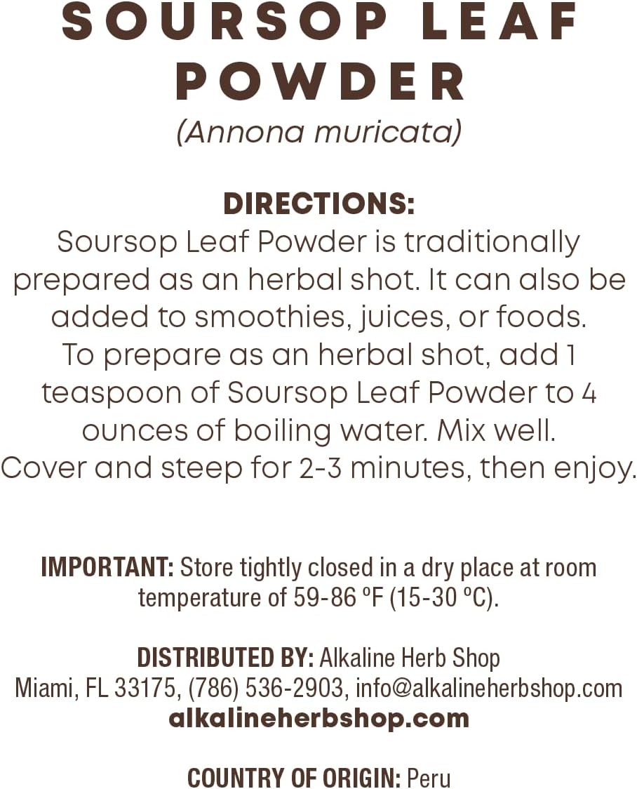 Polvo de Hoja de Guanábana - Just Herbs de Alkaline Herb Shop