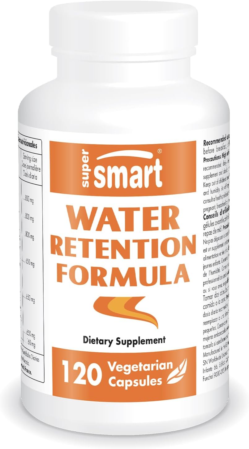 Supersmart Fórmula Retención de Líquidos - Complejo Avanzado con Diente de León, Guaraná, Cafeína y Betalaínas - 120 Cápsulas Vegetales