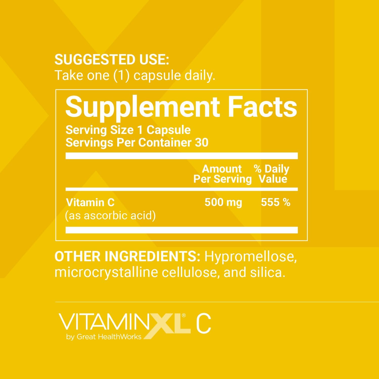 OmegaXL VitaminXL Vitamina C 500 mg, 30 Cápsulas Veganas