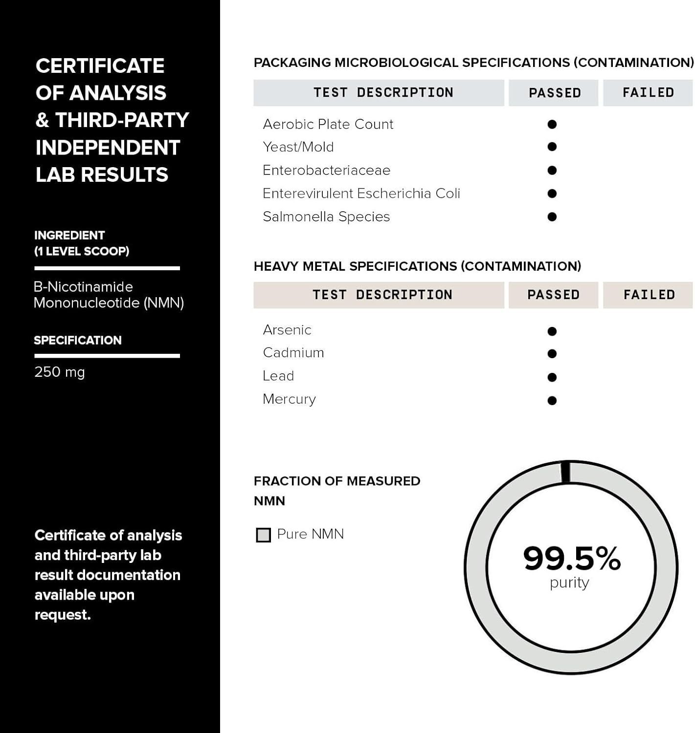 Toniiq Ultra High Purity NMN Powder - 100 Gramos - 99,5% de Pureza - Alta Biodisponibilidad - Fórmula Estabilizada - Suplemento de Nicotinamida Mononucleótido en Polvo