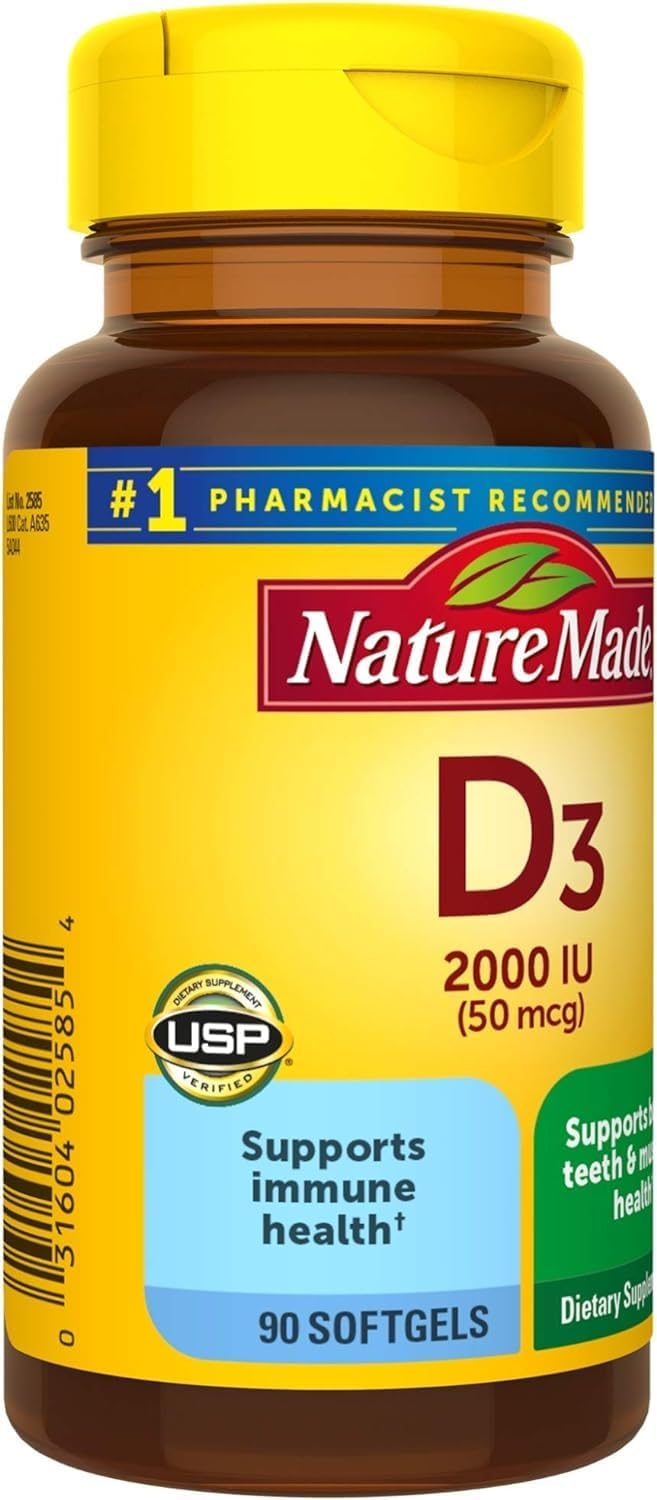 Nature Made Vitamina D3 2000 UI Cápsulas Blandas Líquidas (Paquete de 2)