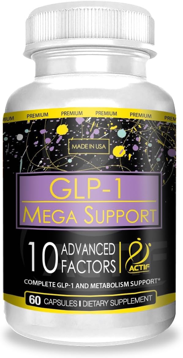 ACTIF GLP-1 Mega Support con 10 Factores Avanzados para el Control de Peso y Probióticos, 60 Comprimidos