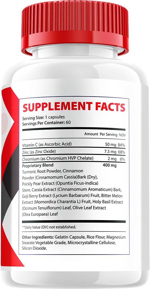 Gluco Health Plus Capsules – Sugar Optimizer, Fórmula Avanzada, 5 Paquetes (300 Cápsulas)