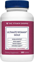 The Vitamin Shoppe Ultimate Woman’s Gold Multivitamínico con Hierro, Vitaminas B y Vitamina D3, Multivitamínico Diario para Mujeres para la Producción de Energía, Salud Ósea e Inmunológica, Sin Gluten, 180 Comprimidos