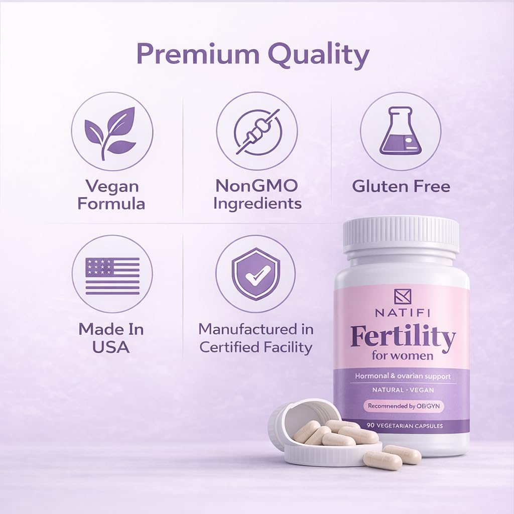 Natifi Conception - Vitaminas Prenatales de Fertilidad, Regulan el Ciclo y Equilibran Hormonas, 60 Cápsulas