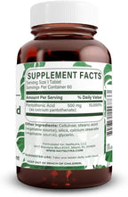 Ácido Pantoténico (Vitamina B5) 500 mg de Liberación Prolongada - 180 Comprimidos Vegetarianos