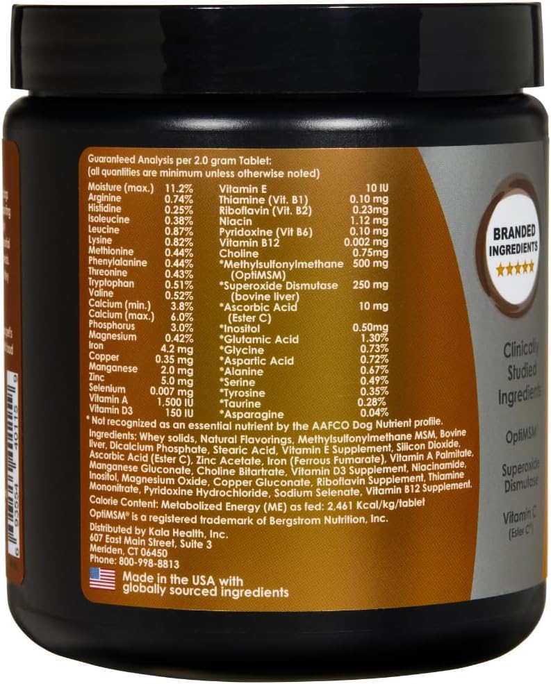 Multivitamínico Senior para Perros – 150 Comprimidos con MSM, SOD, Vitamina C y 19 Nutrientes Esenciales – Apoya la Salud Articular y el Bienestar General