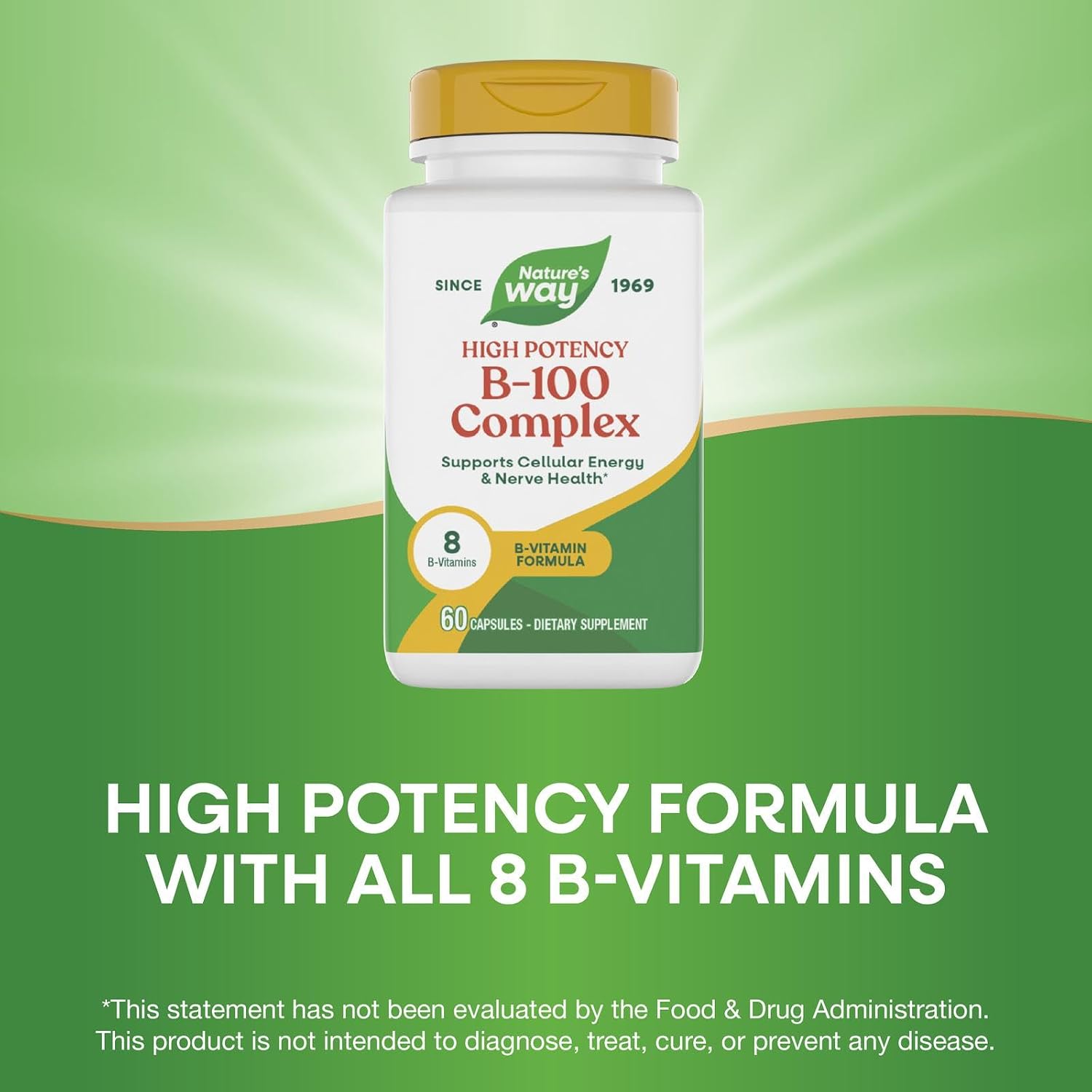 Nature's Way Complejo B-100 - 60 Cápsulas - Apoyo a la Energía Celular y Salud Nerviosa