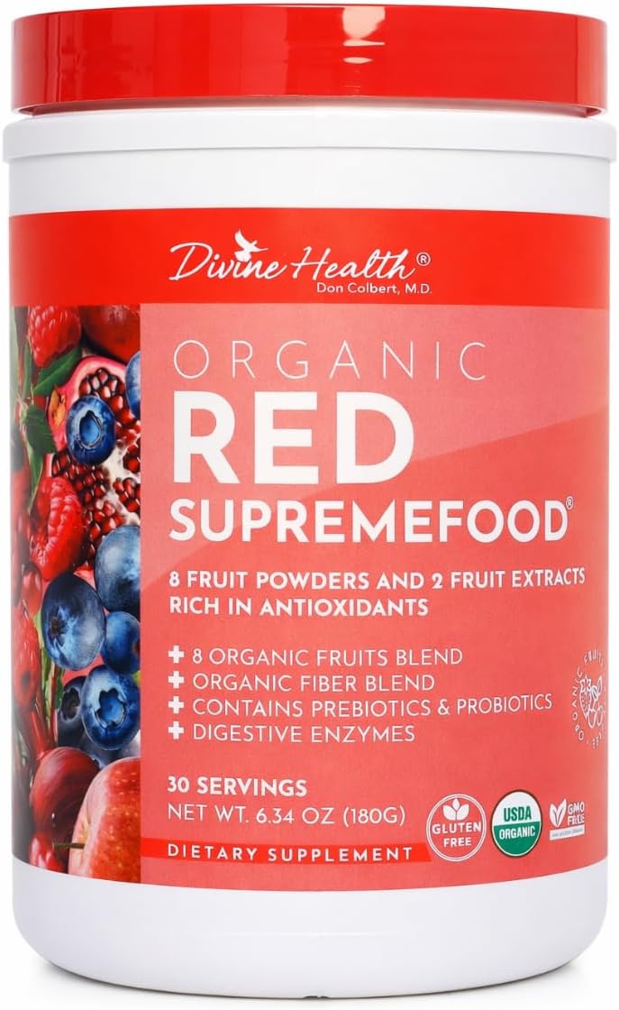 Organic Red Supremefood - Mezcla de Frutas Orgánicas con Probióticos y Enzimas, 180g