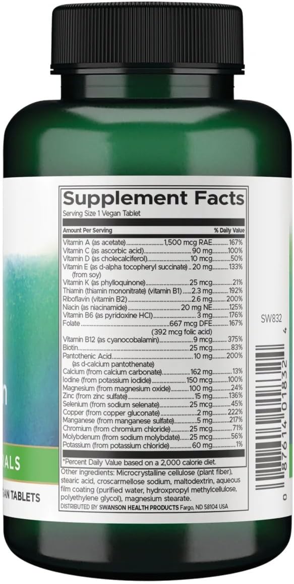 Swanson Century Formula Multivitamínico Sin Hierro, 130 Comprimidos (Pack de 2)