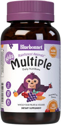 Bluebonnet Nutrition Rainforest Animalz - Multivitamínico infantil masticable con base de alimentos integrales - 180 comprimidos masticables - Sabor variado (cereza, uva, naranja)