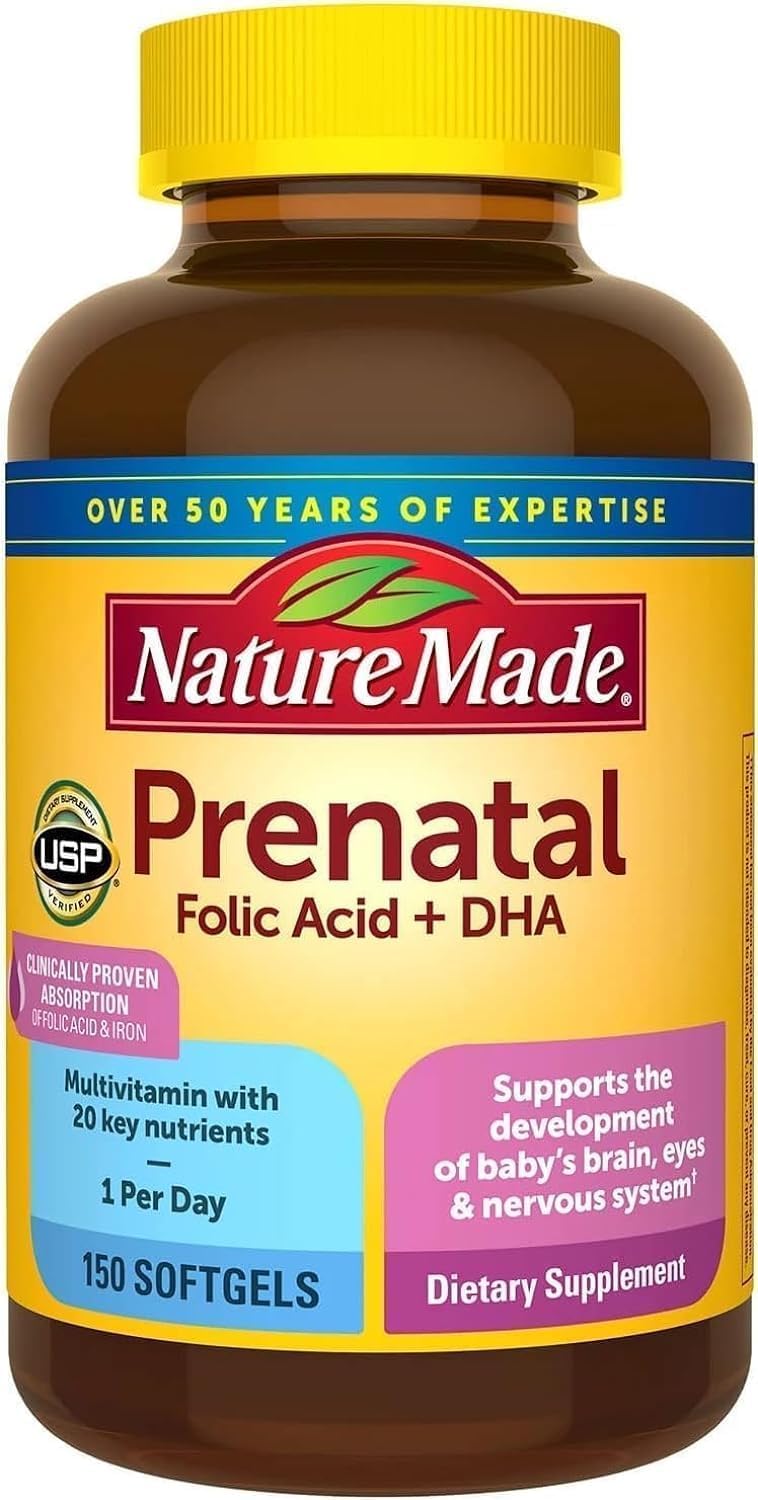 Nature Made Prenatal Multi + DHA, 200 mg, 150 cápsulas blandas (2 paquetes)
