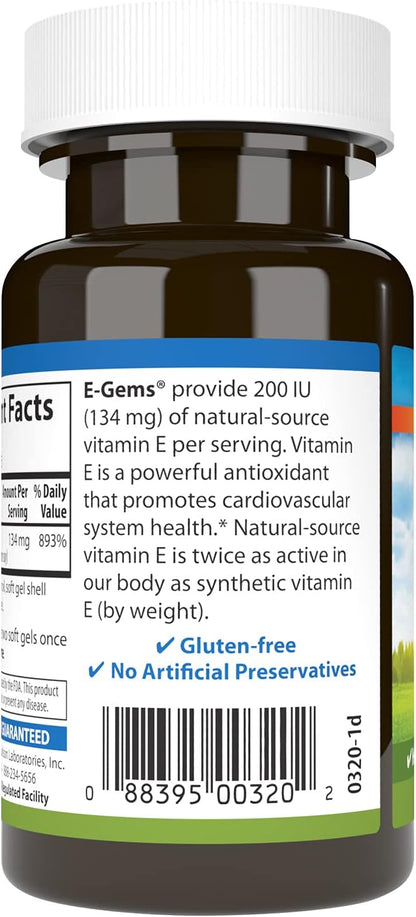 Carlson E-Gems 200 IU (134 mg) Vitamina E Natural, 90 Cápsulas Blandas – Image 3