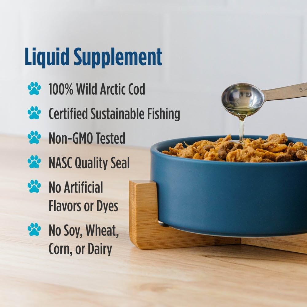 Nordic Naturals Cod Liver Oil for Dogs, Unflavored - 8 oz (237 ml) - 1048 mg Omega-3 per Teaspoon