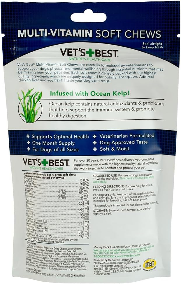 Vet's Best Multivitamínico en Masticables Blandos para Perros - Suministro para 30 Días
