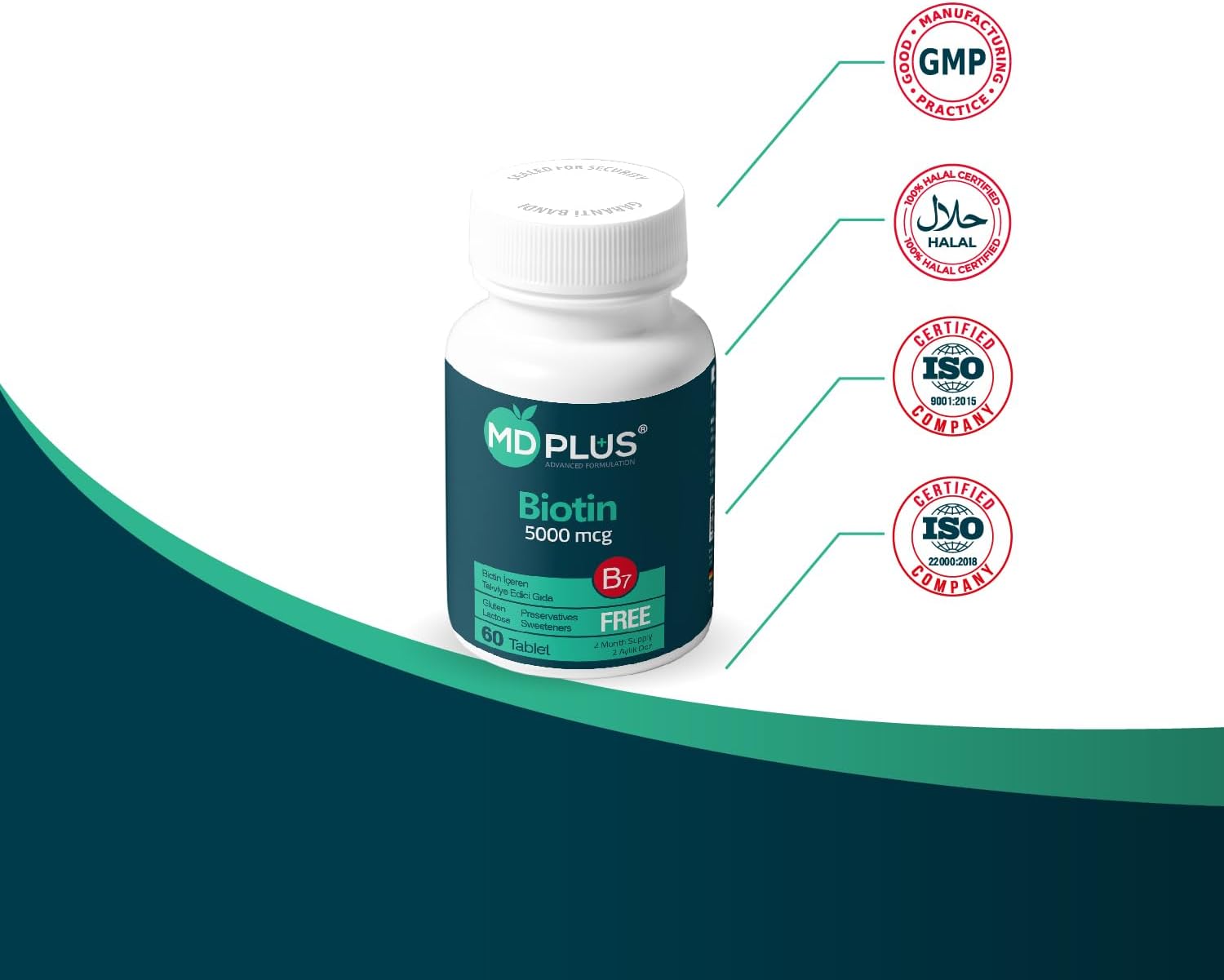 HairMD Md Plus Advanced Hair Biotin 5000 µg 60 tabletas