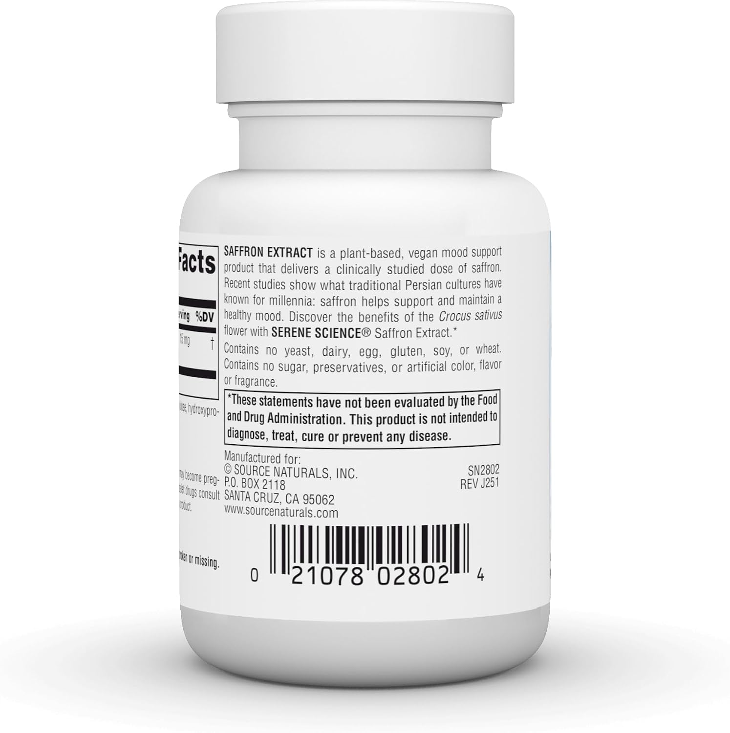 Source Naturals Serene Science Extracto de Azafrán, para el Apoyo del Estado de Ánimo* - 15 mg - 60 Comprimidos