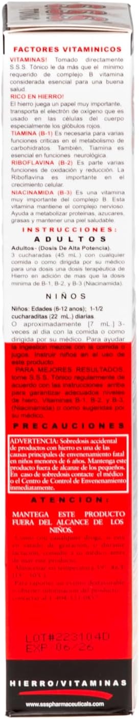 S.S.S. Tonic, Complemento de Hierro y Vitaminas B, Alta Potencia, 296 ml