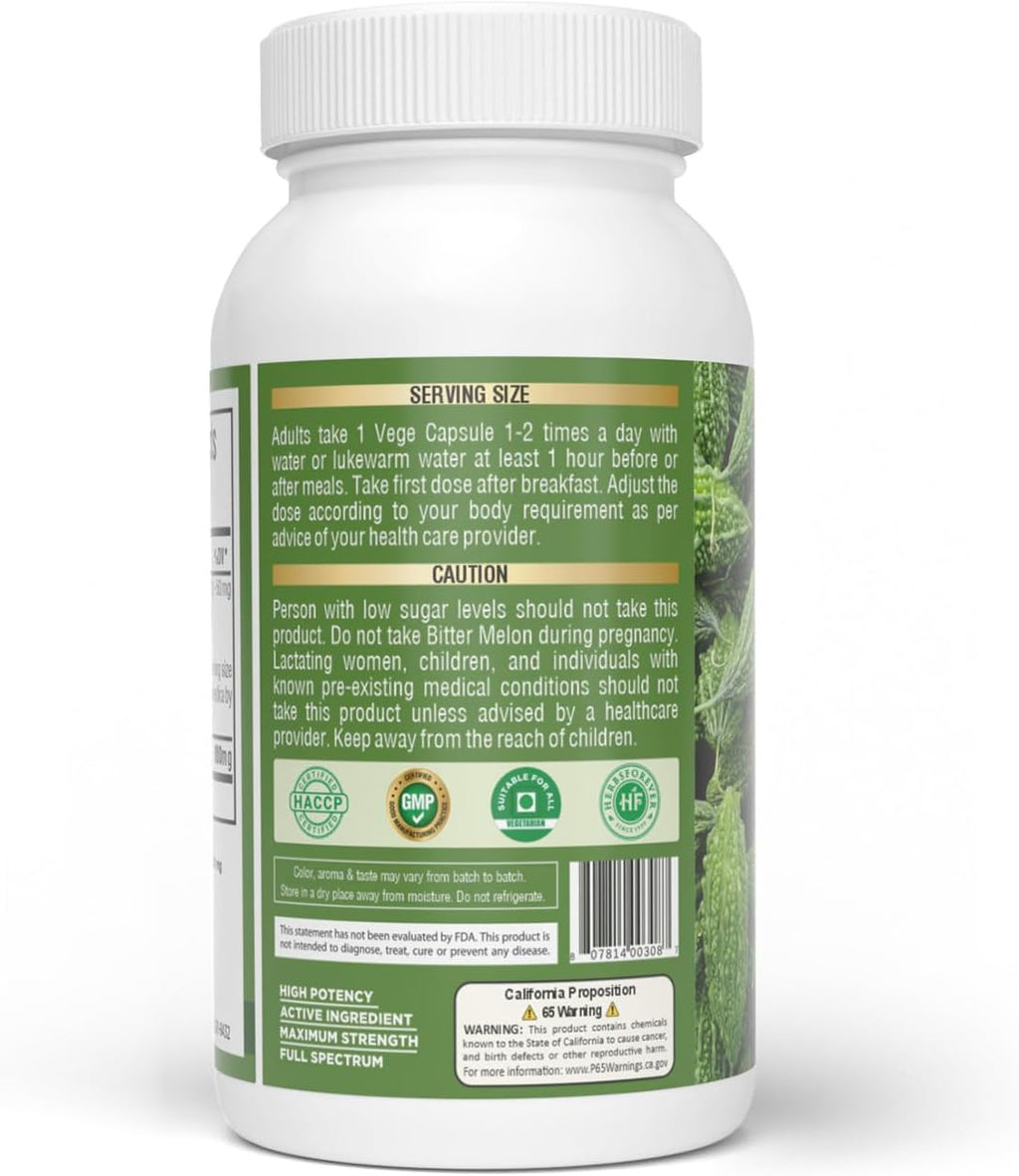 HerbsForever Melón Amargo Concentrado de Alta Potencia (10:1) - 60 Cápsulas Vegetales, 880mg