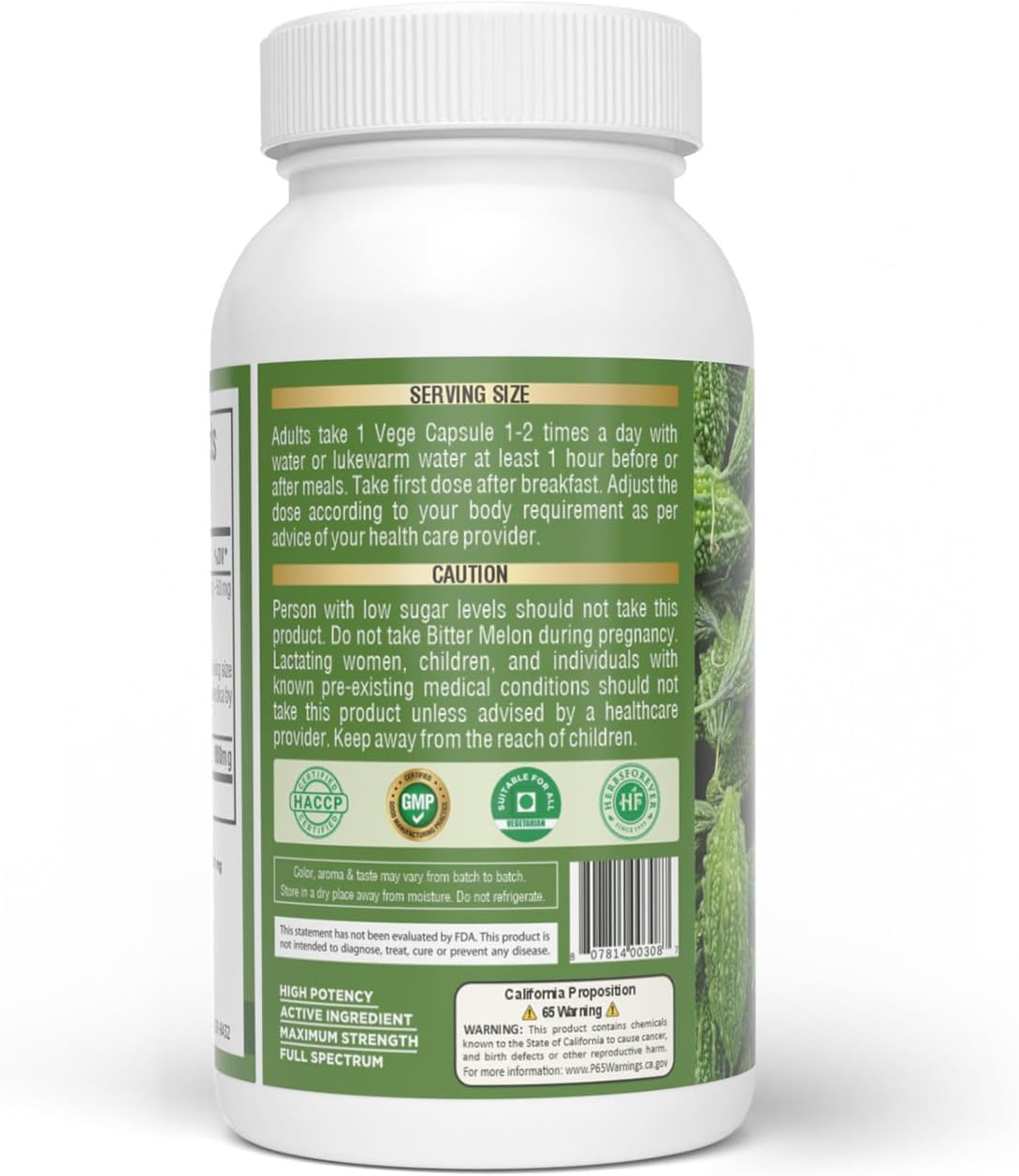 HerbsForever Melón Amargo Concentrado de Alta Potencia (10:1) - 60 Cápsulas Vegetales, 880mg