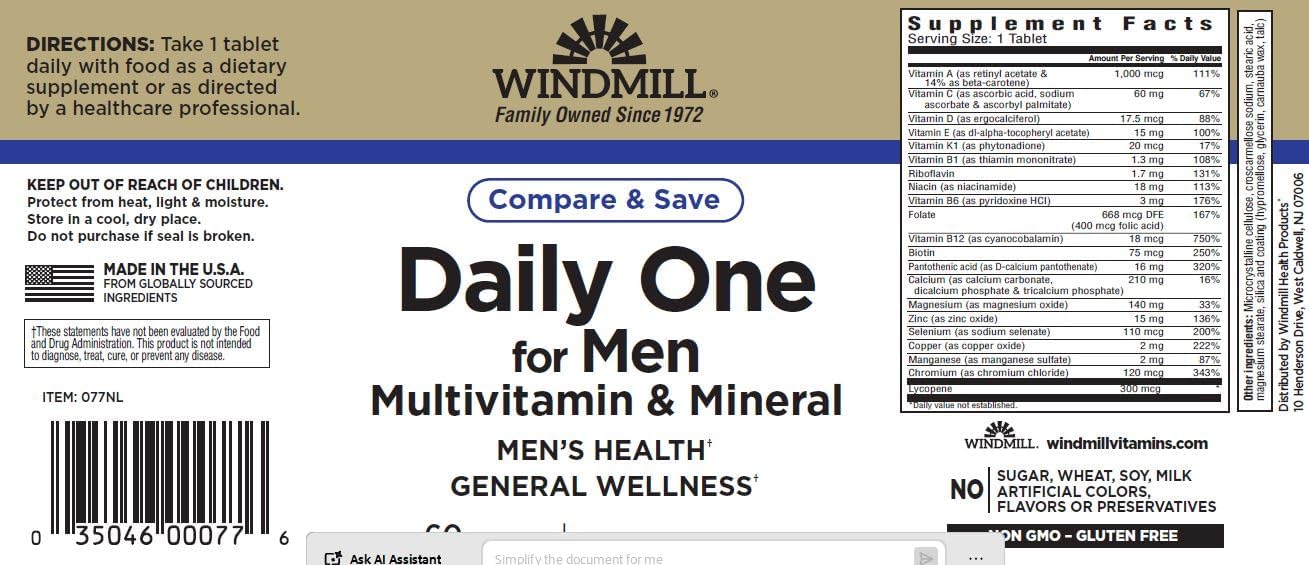 Daily Vitamin para Hombres - 60 Comprimidos