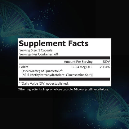 5-MTHF Metilfolato 5 mg – Quatrefolic® para soporte MTHFR, 60 cápsulas (5000 mcg)