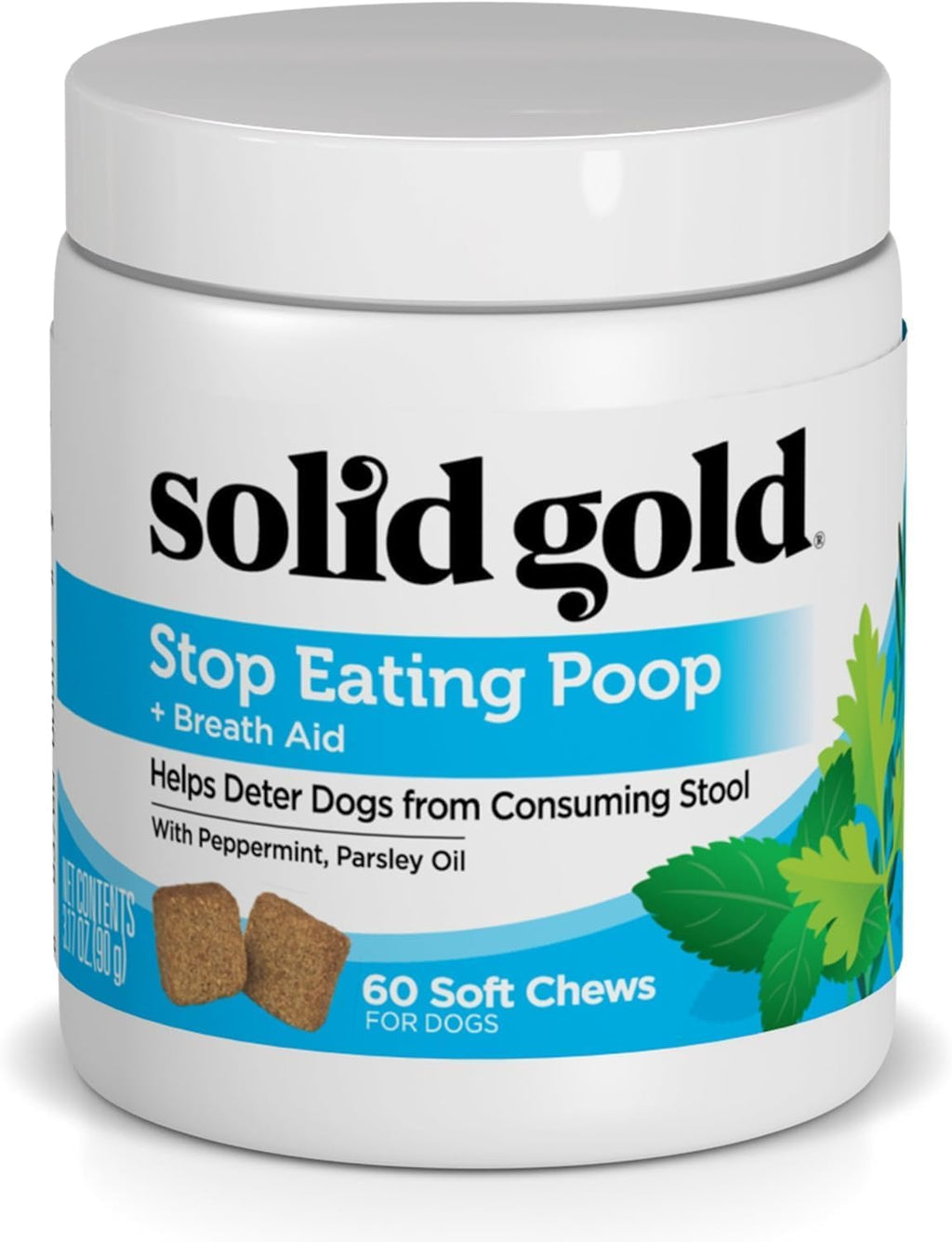 Solid Gold No Poo Chews para Perros - Deterrente de Coprofagia - 60 Masticables