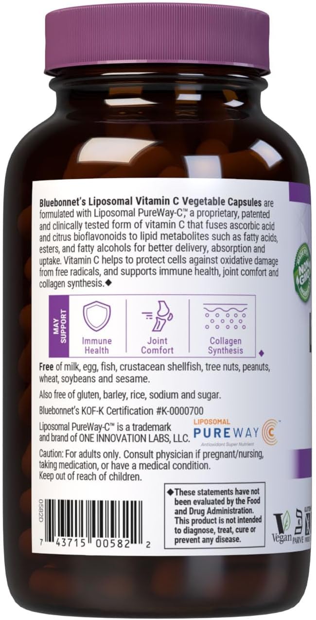 BlueBonnet Nutrition Vitamina C Liposomal 1000 mg, con Aceite de Girasol, 180 Cápsulas Vegetales