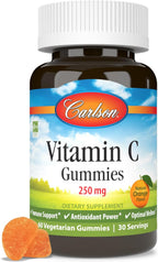 Carlson Vitamin C Gummies, 250 mg, Orange, 60 Vegetarian Gummies