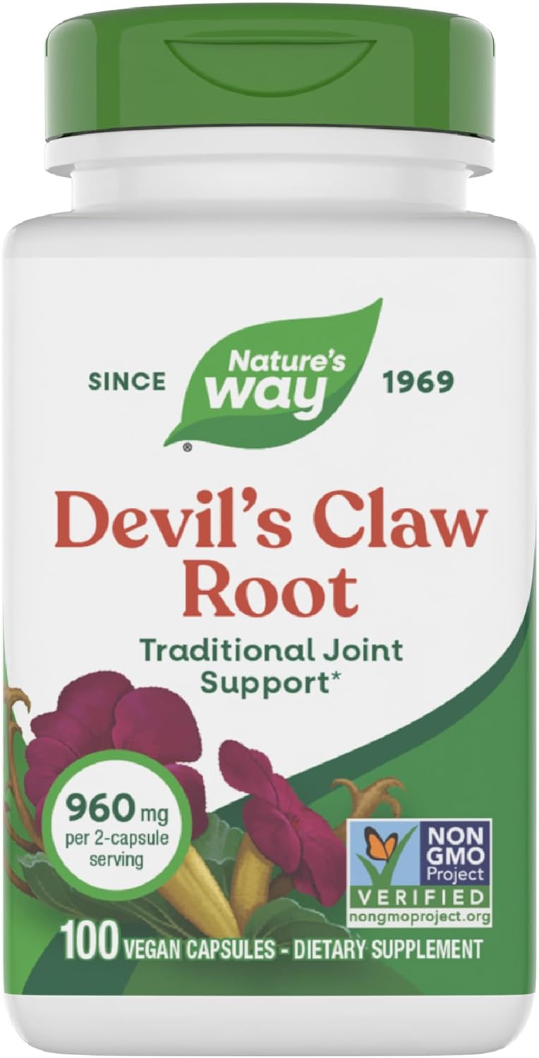 Nature's Way Garra del Diablo, Apoyo Articular Tradicional, 960 mg por Dosis de 2 Cápsulas, Sin Gluten, No-GMO, 100 Cápsulas Veganas
