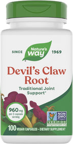 Nature's Way Garra del Diablo, Apoyo Articular Tradicional, 960 mg por Dosis de 2 Cápsulas, Sin Gluten, No-GMO, 100 Cápsulas Veganas
