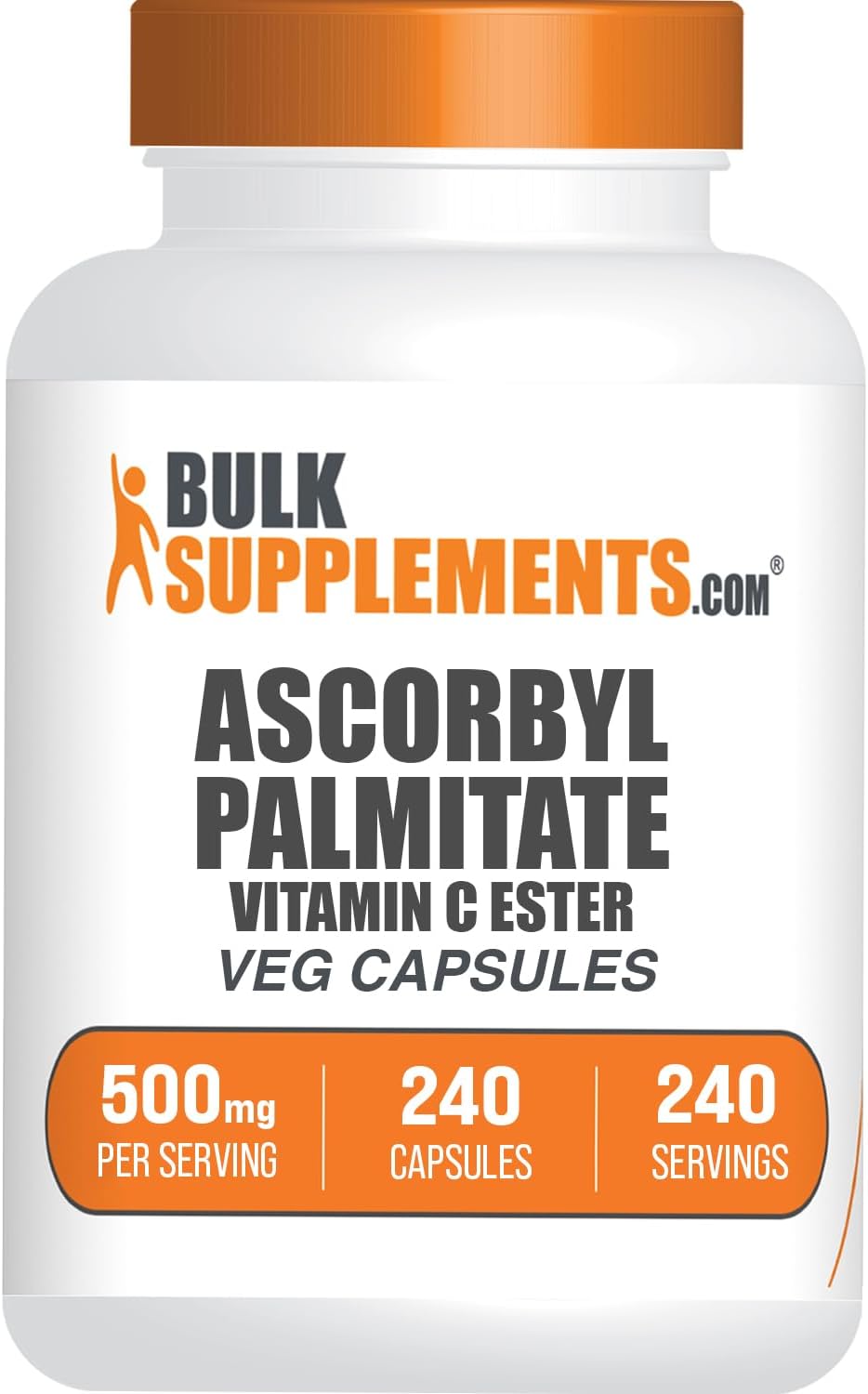 Cápsulas de Ascorbil Palmitato - Suplemento de Vitamina C - Vegano y Sin Gluten, 500mg por Ración, 240 Cápsulas