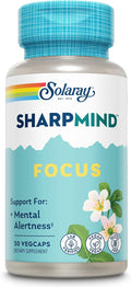 SOLARAY SharpMind Focus – Suplemento Nootrópico para la Memoria y Concentración, con Cognizin Citicoline, Bacopa monnieri y Lion's Mane, 30 Cápsulas Vegetarianas