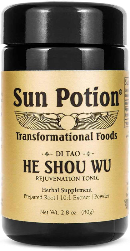Sun Potion He Shou Wu en polvo – Extracto concentrado 10:1 200g – Raíz de Fo-Ti (Polygonum multiflorum) – Tónico tradicional – Image 1