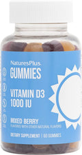 NaturesPlus Gominolas de Vitamina D3 1000 IU - 60 Gominolas, Sabor a Bayas Mixtas