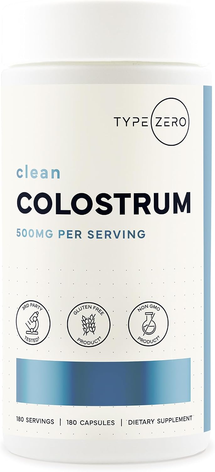 Type Zero Suplemento de Calostro Bovino (500mg) 180 Cápsulas